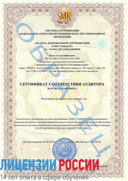 Образец сертификата соответствия аудитора №ST.RU.EXP.00006030-1 Волоколамск Сертификат ISO 27001